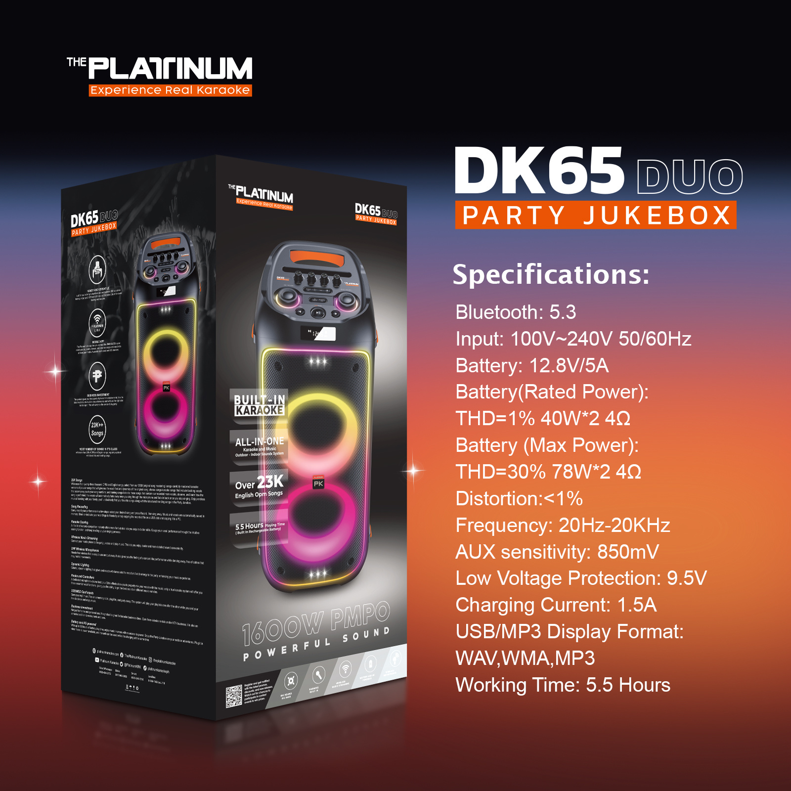 The Platinum DK65 DUO Party Jukebox