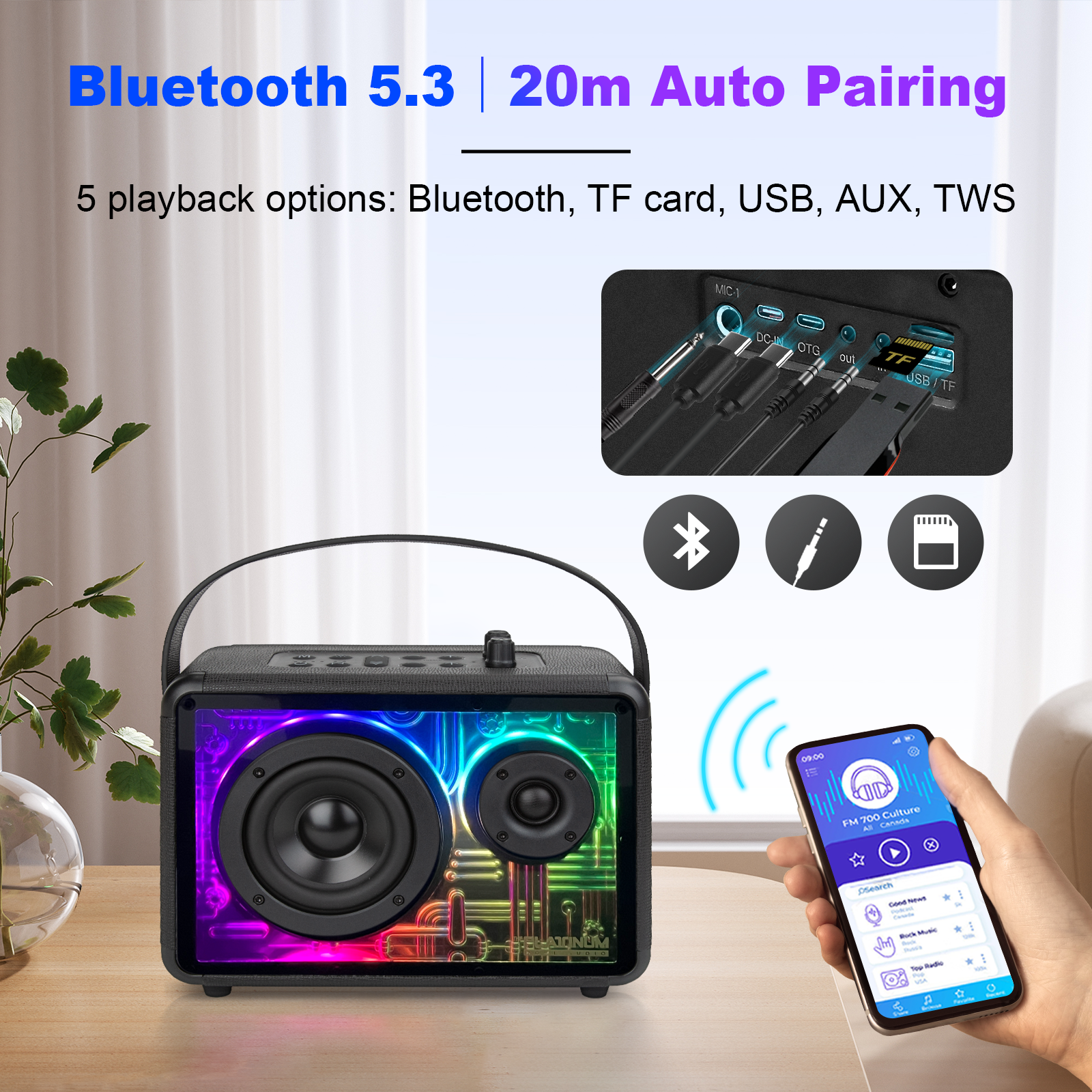 The Platinum Apollo PRO Portable Bluetooth Speaker