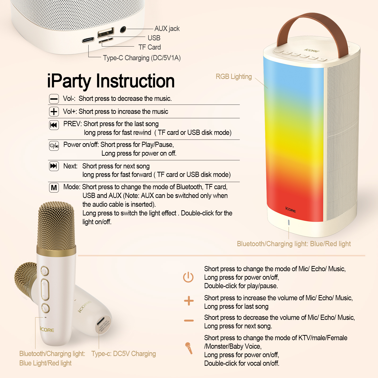 iParty Bluetooth Karaoke Machine