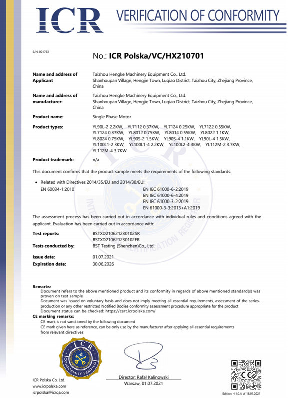 ICR VERIFICATION OF CONFORMITY ICR VERIFICATION OF CONFORMITY