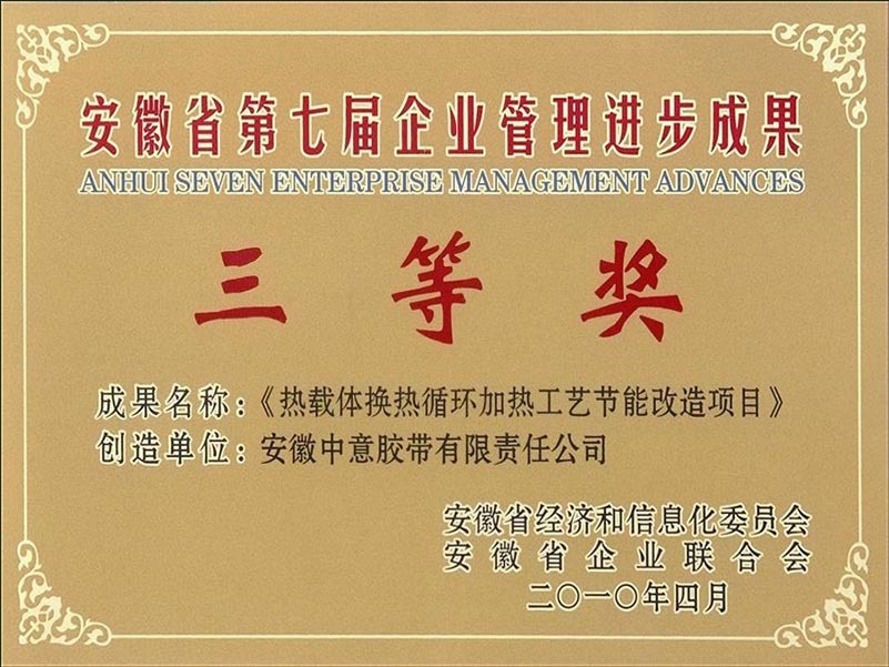 安徽省第七届企业管理进步成果三等奖