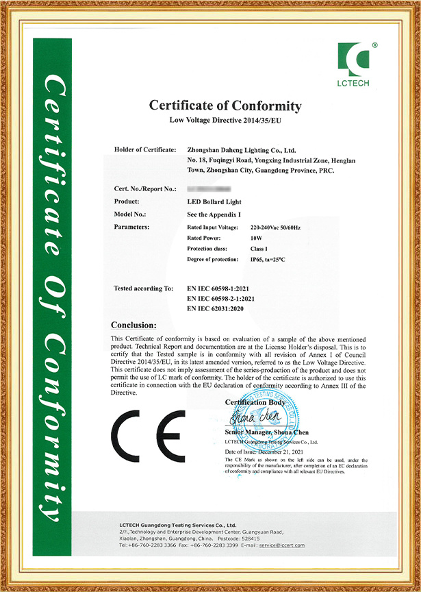 CE-LVD Certificate