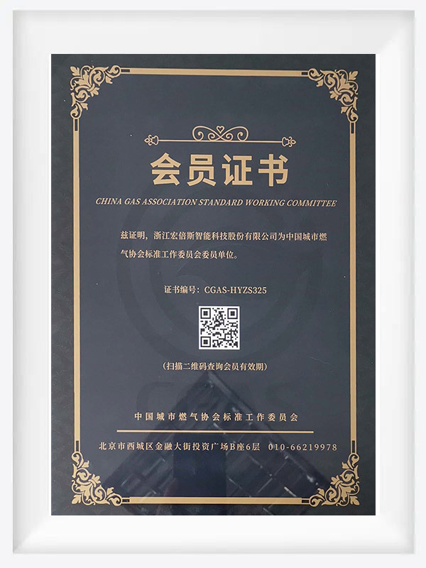 中国城市燃气协会会员证书