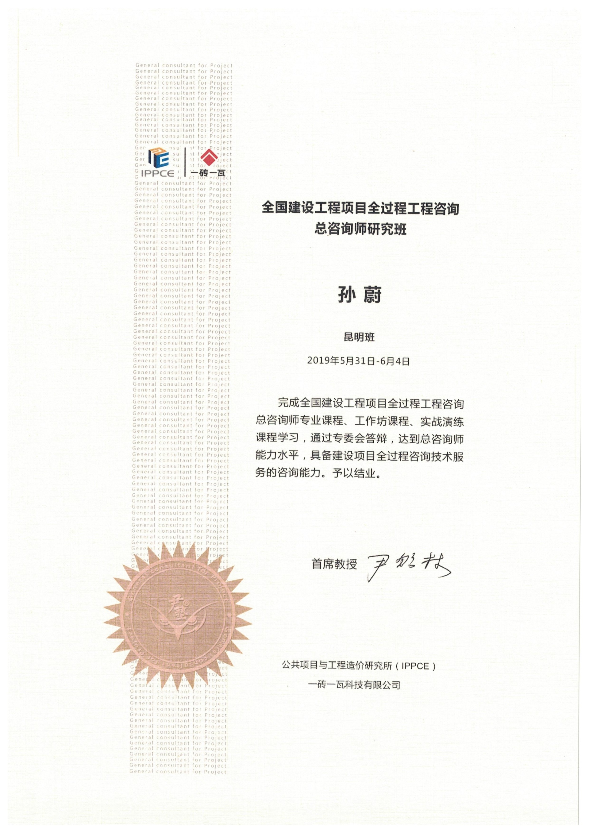 全過程工程咨詢總咨詢師——孫蔚
