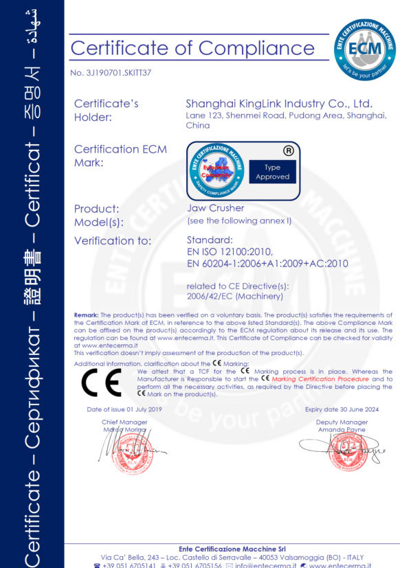 CE Certification-Jaw Crusher