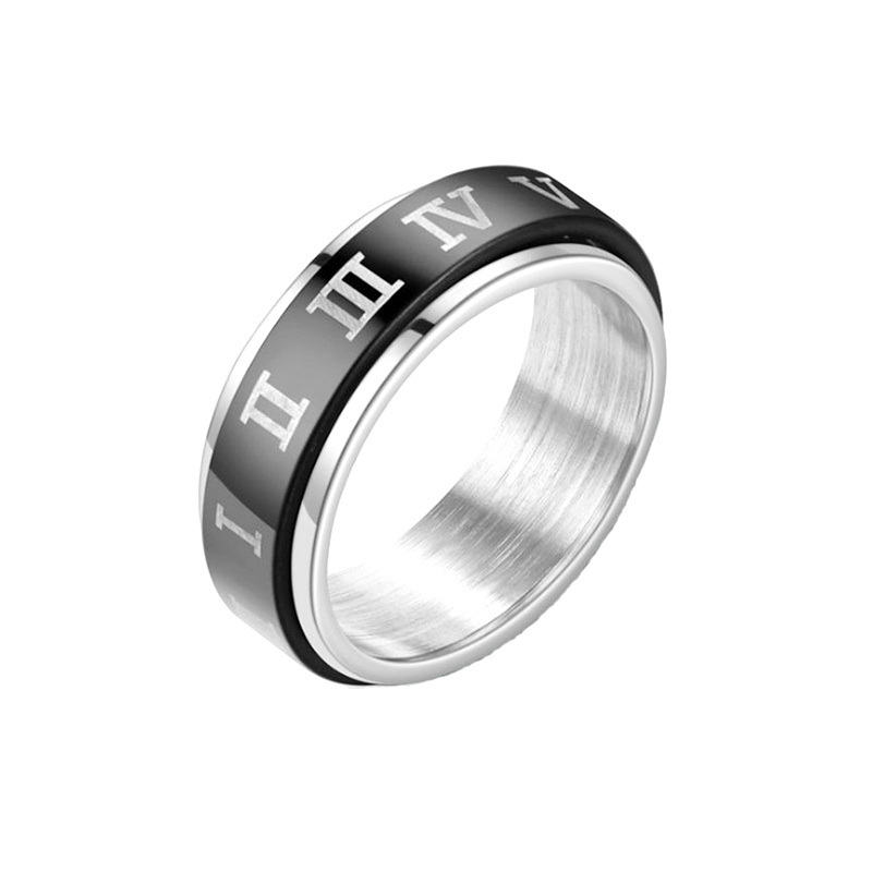 Roman numerals rotatable stainless steel ring