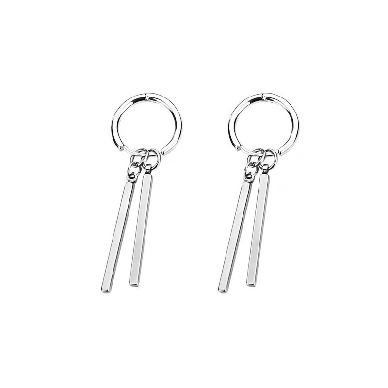 Stainless steel stick pendant earrings