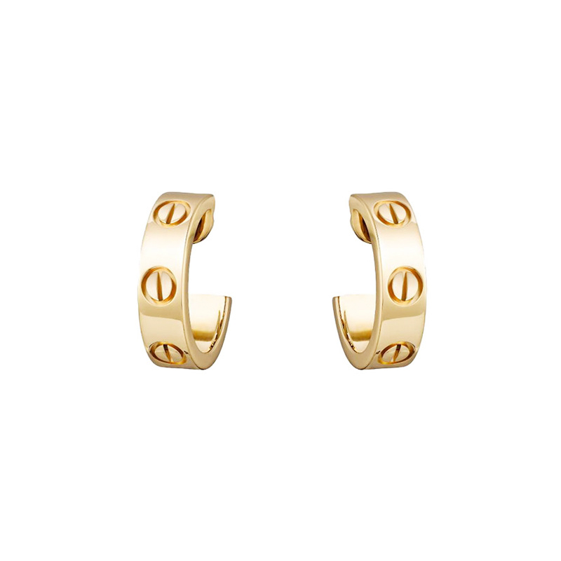 Classic stainless steel gold plated earrings