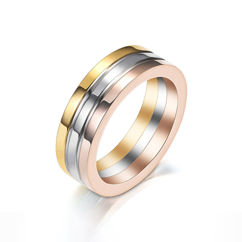 Waterproof stainless steel tri-color ring