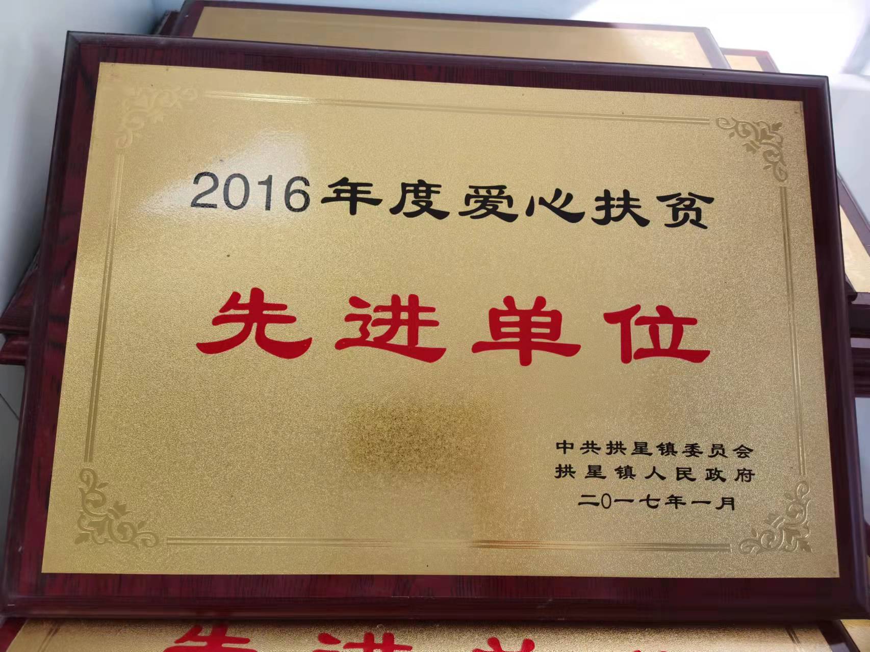 2016 Zhiyuan Poverty Alleviation Advanced Unit