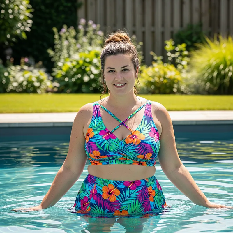 Two Piece Plus Size Swim Dress