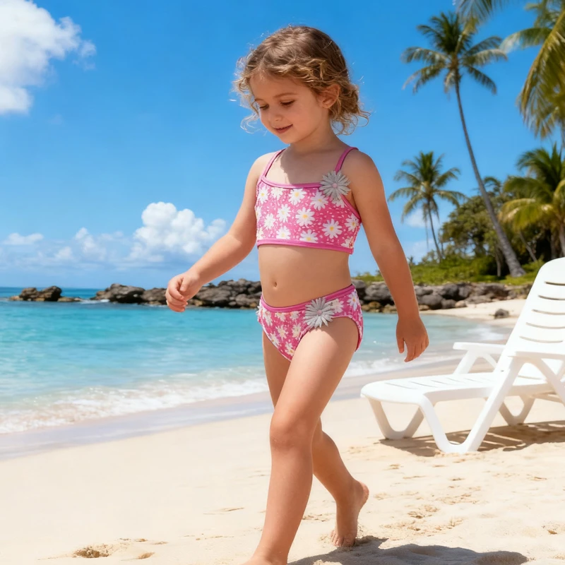 Girls’ Daisy Print Bikini 2-Piece Swimwear