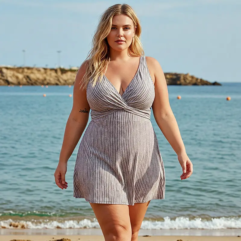 Women's plus size one piece swimdress