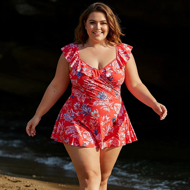 Plus Size Bright Print Swimsuits for Women