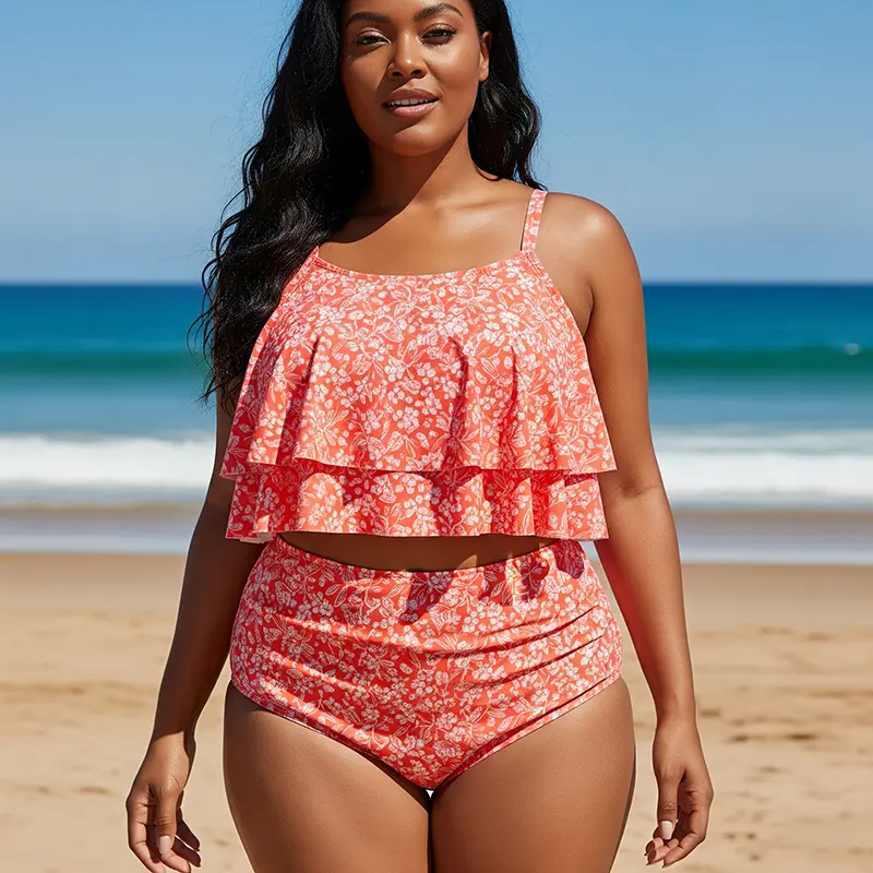 Plus-Size Women’s Two Pieces Swimsuit