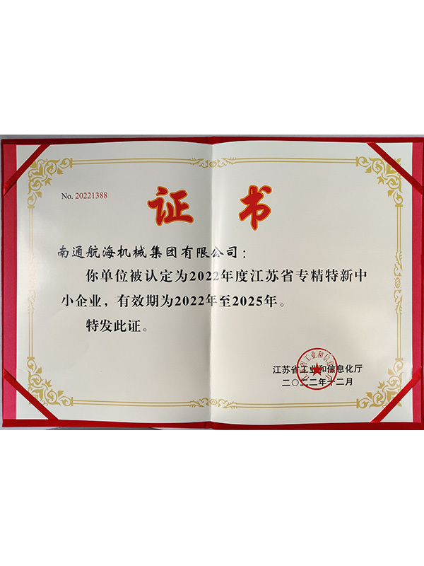 2022年省級專精特新證書