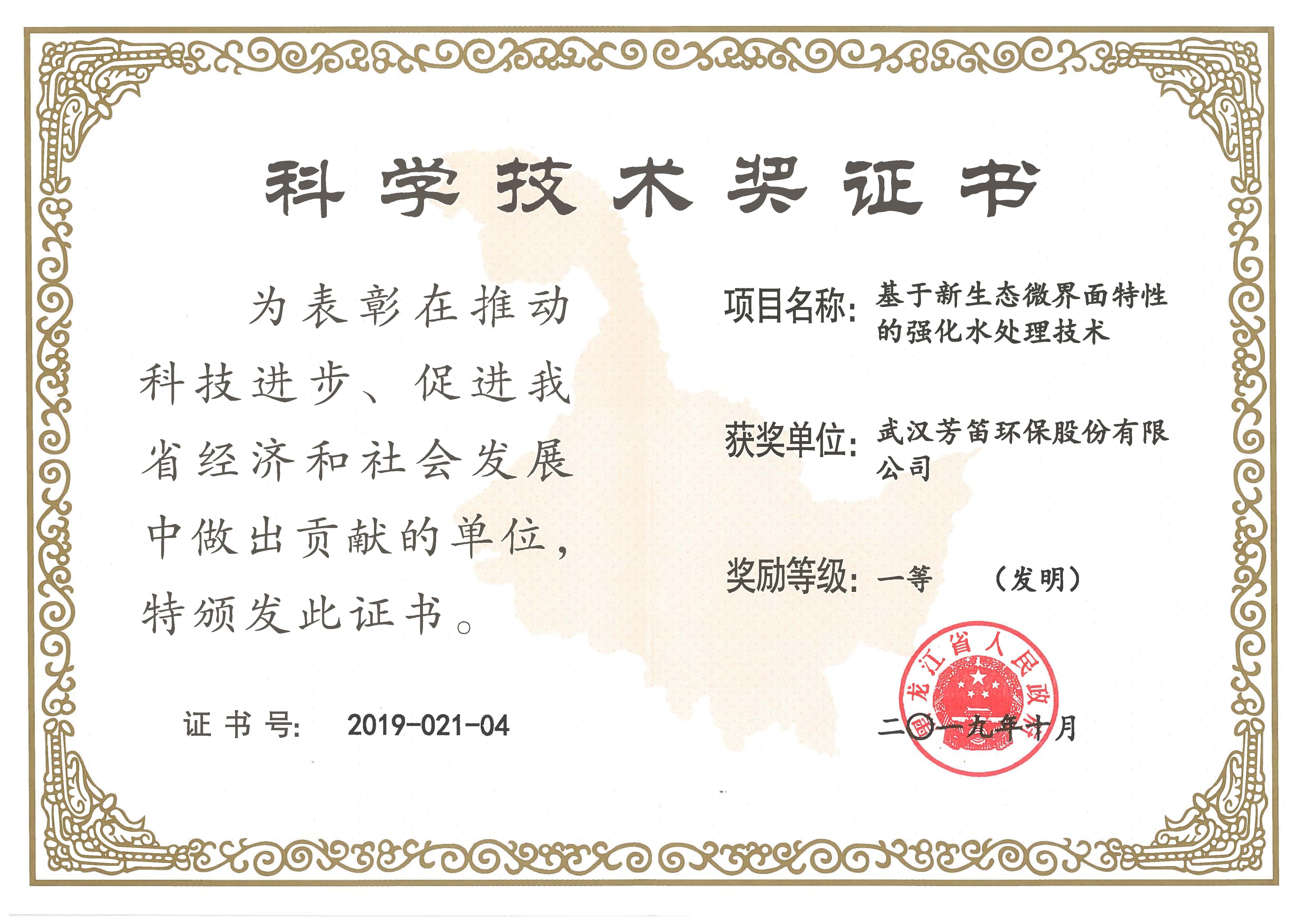 黑龙江省科学技术奖一等奖