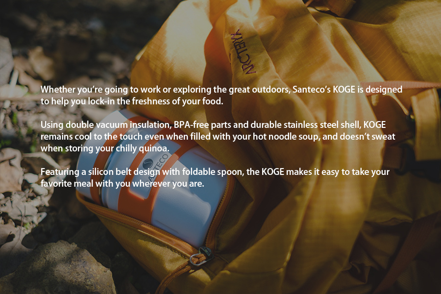 SANTECO Koge Thermal Food Jar with Spoon, 17 oz, Stainless Steel, Vacuum Insulated, Milk White