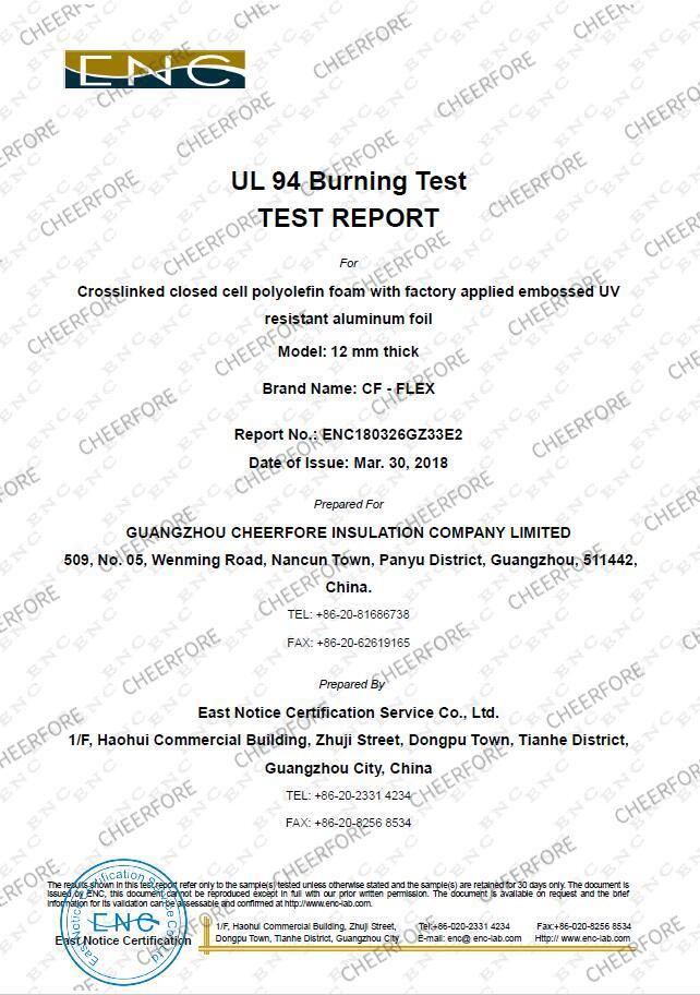 Certificates-Sound Insulation Foam Panels-Cheerfore Insulation