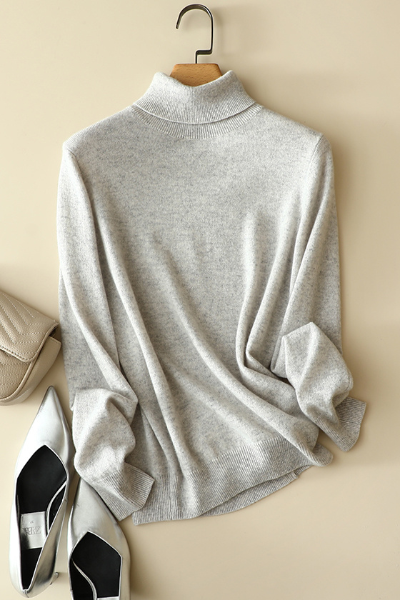 BC01866女士高领纯色100 � shmere套头衫