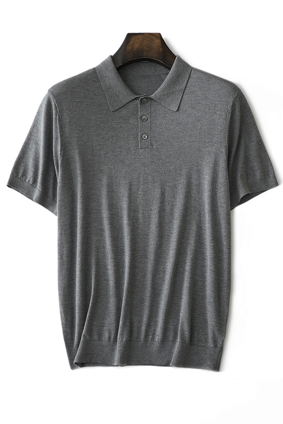 M0058 Mens Polo shirt silk cashmere knitted