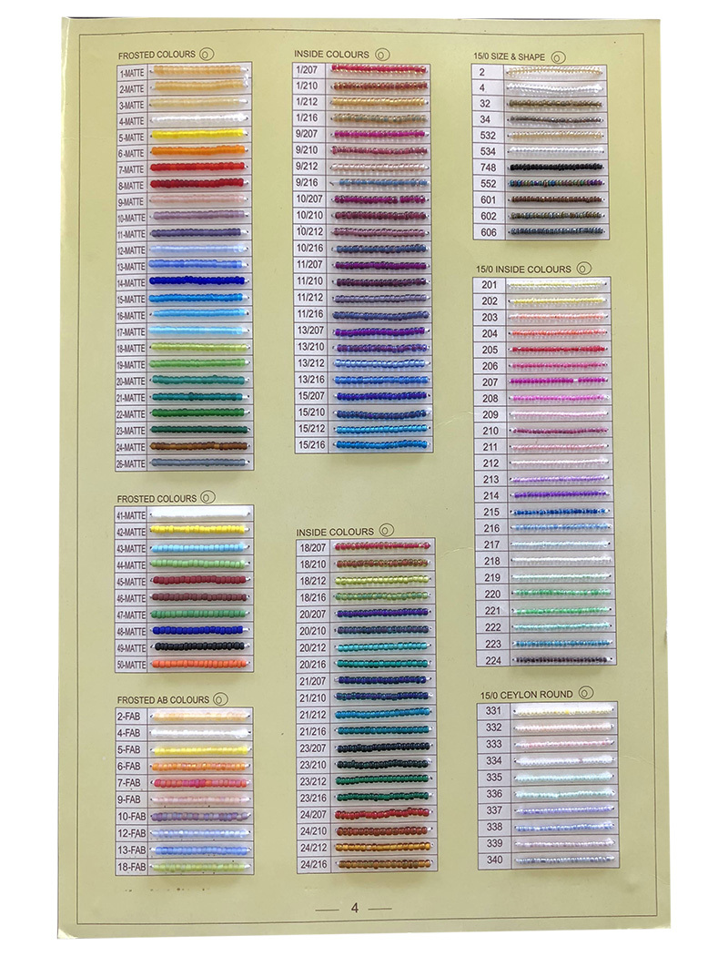 Beads color card
