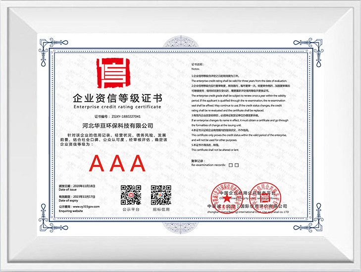 Enterprise credit rating certificate