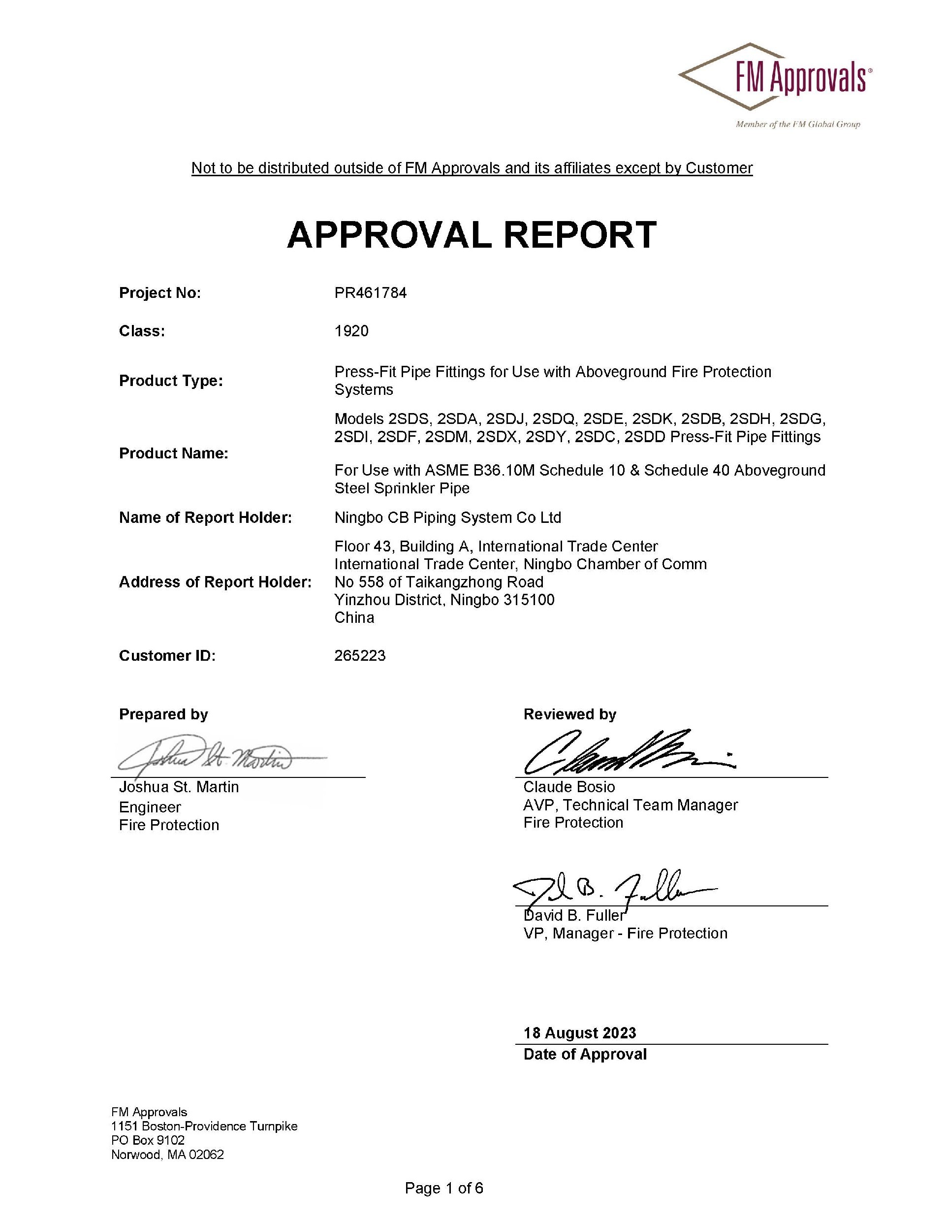 FM approved of CB thick walled carbon steel press fittings