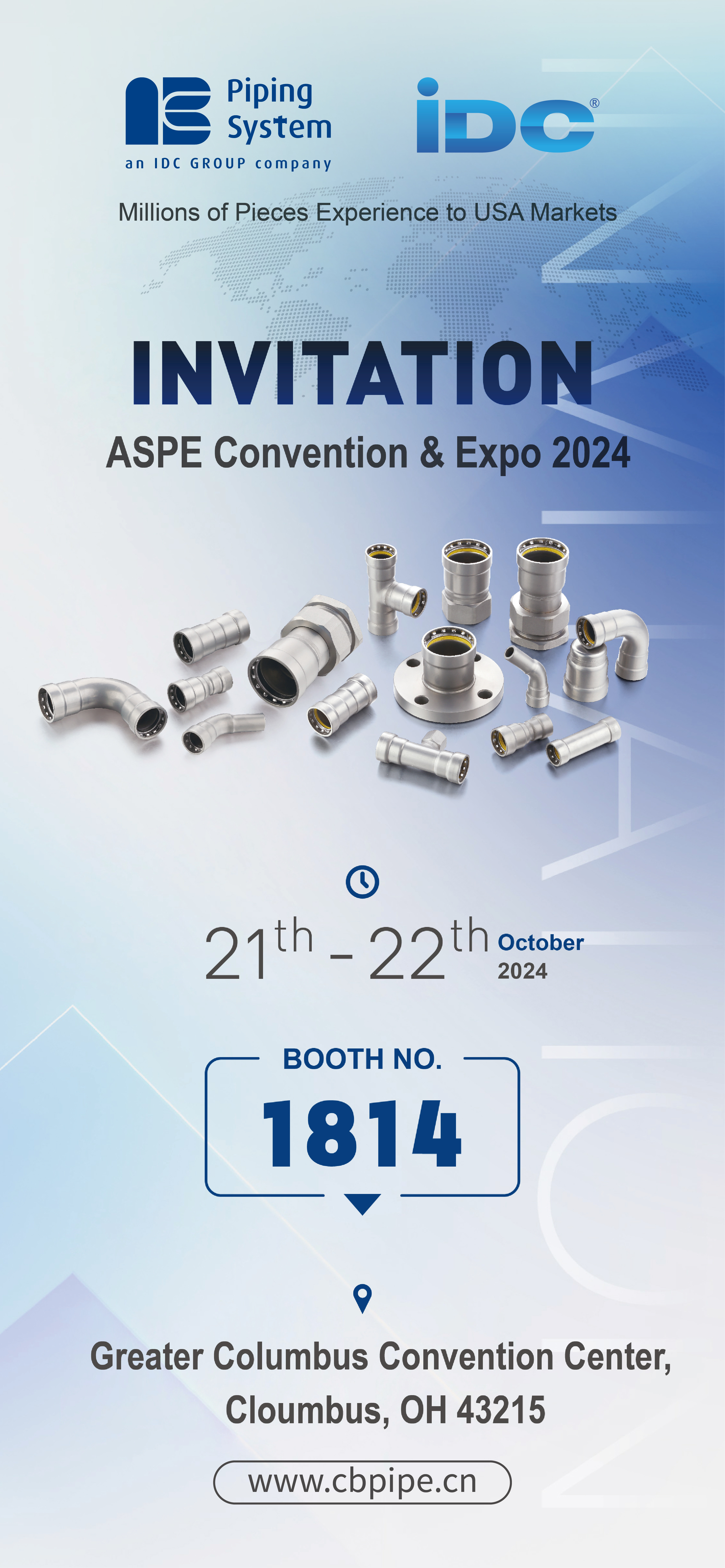 Invitation of ASPE Expo 2024 in Columbus OH, booth #1814