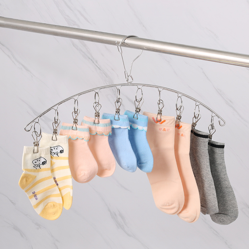 Stainless steel curved socks rack