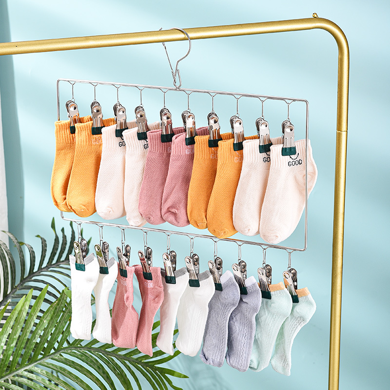 Stainless steel dip plastic clip drying socks rack