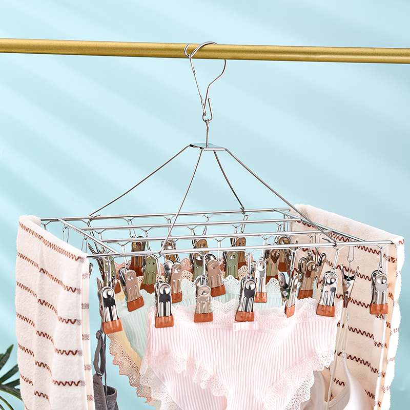 Stainless steel dip plastic clip drying socks rack