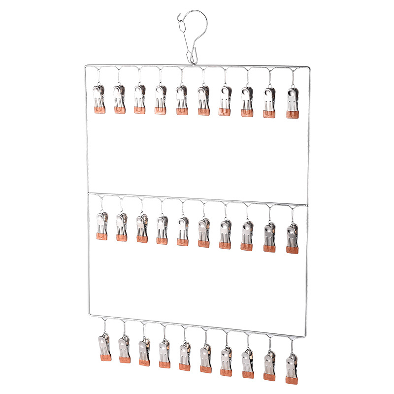 Stainless steel dip plastic clip drying socks rack