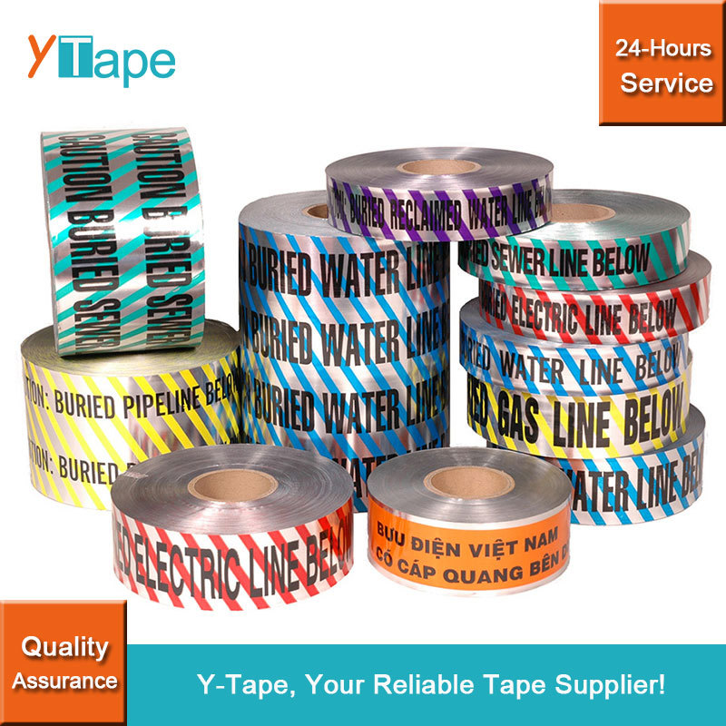 Aluminum foil detectable underground warning tape