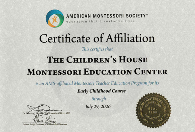 American Montessori Association Authorized Certification