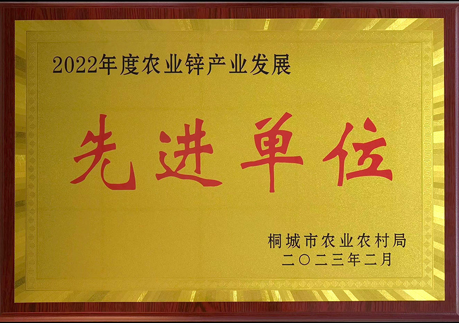 2022年度農(nóng)業(yè)鋅產(chǎn)業(yè)發(fā)展先進(jìn)單位 桐城市農(nóng)業(yè)農(nóng)村局