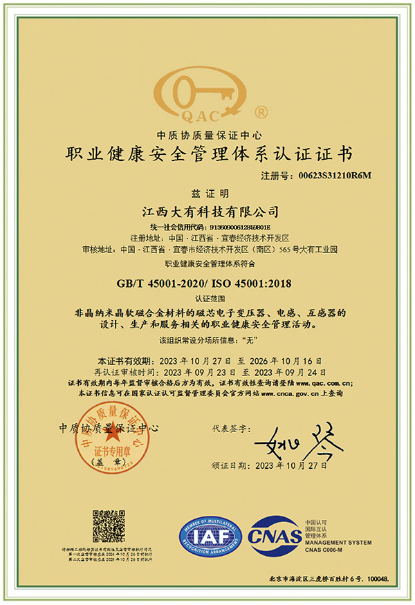 Occupational Health and Safety Management System ISO45001:2018