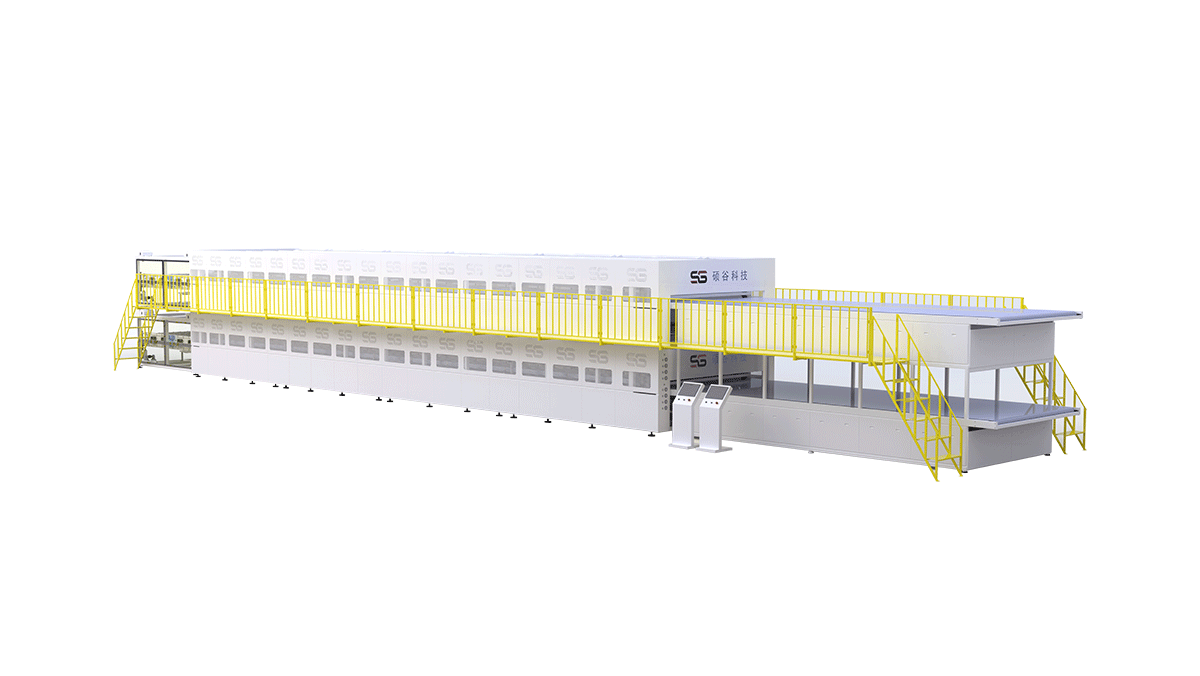 太陽能光伏組件雙層雙腔層壓機(jī)-進(jìn)料疊層皮帶+出料疊層堆棧形式