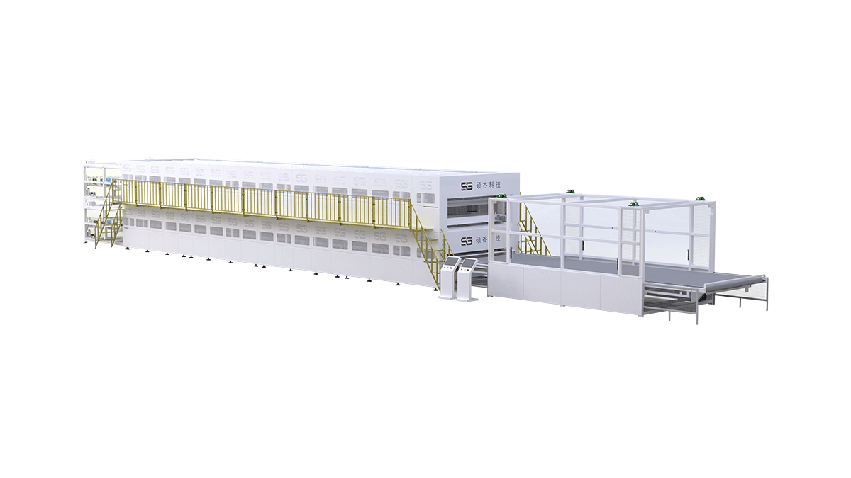 太陽能光伏組件雙層雙腔層壓機(jī)-進(jìn)料起升+出料疊層堆棧形式