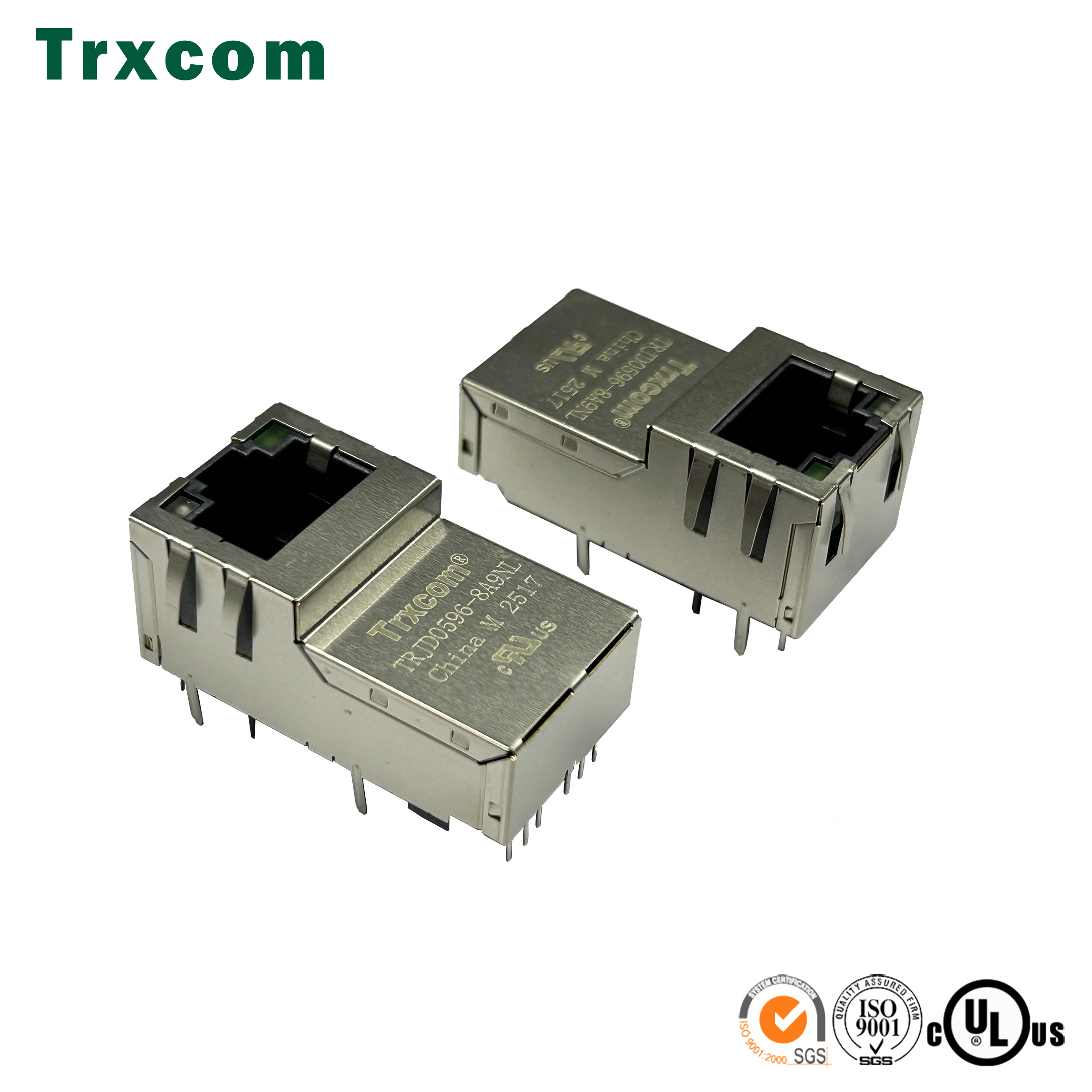 180°網(wǎng)絡(luò)接口 RJ45 單端口10P8C連接器 千兆以太網(wǎng)濾波 帶屏蔽