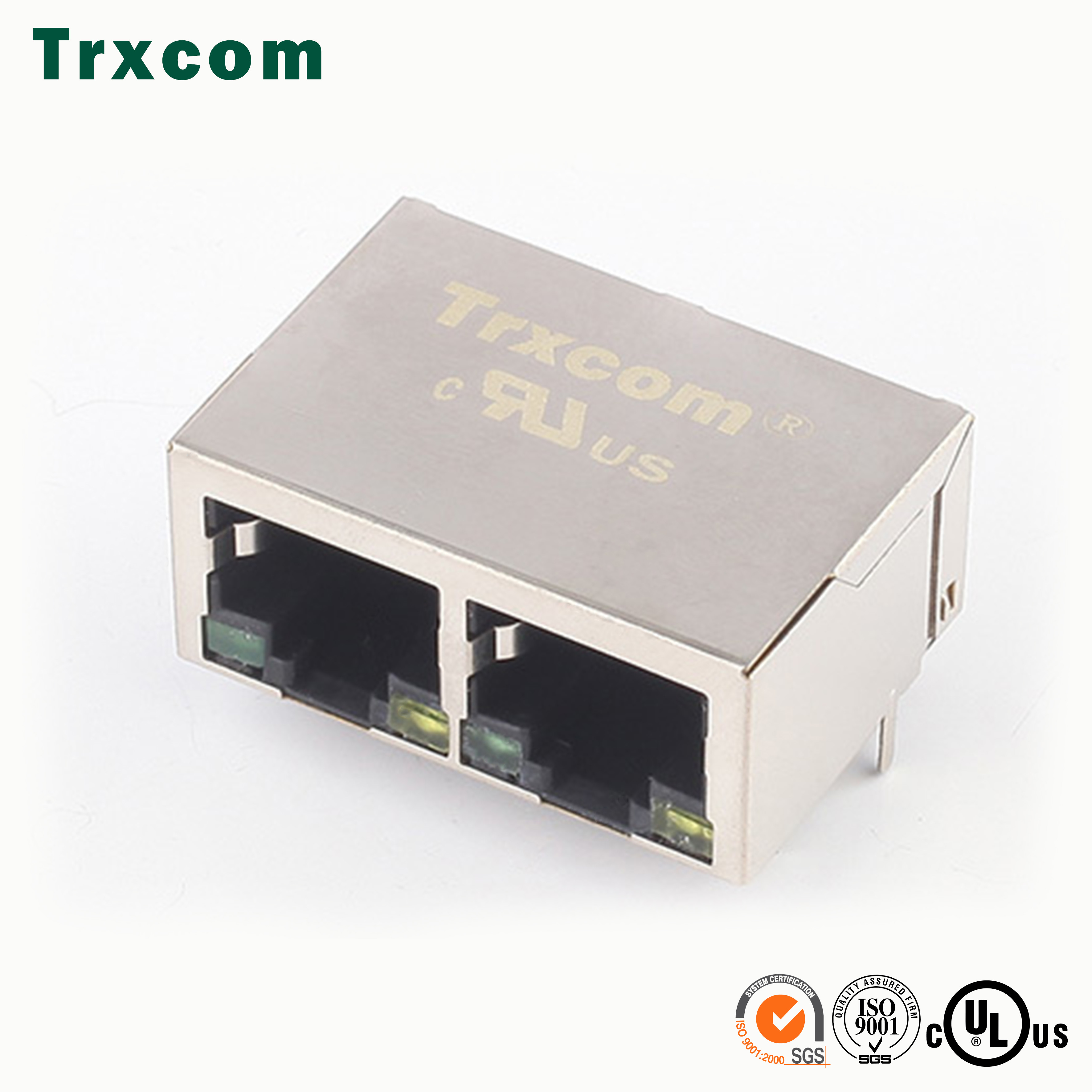 1X2 21.3MM 100/1000M 開(kāi)口朝下 帶燈無(wú)彈片