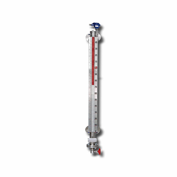 Level gauge with remote magnetic flap