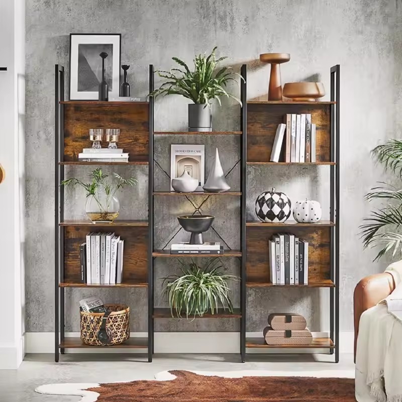 Rustikales braunes 4-stufiges Hausbüro Bücherregal Wohnzimmer Mehrzweck leiter regal