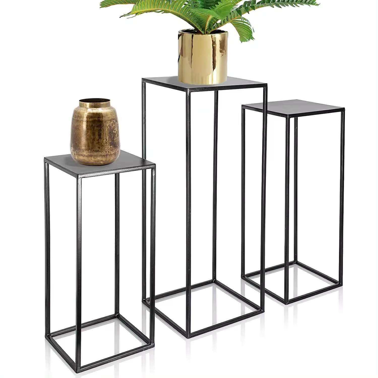30-90cm Hoher Beistell tisch schmale rechteckige Konsolen tische Kompakter Eck tisch Stilvolles Sofa Tables schwarz Metall Blumen ständer