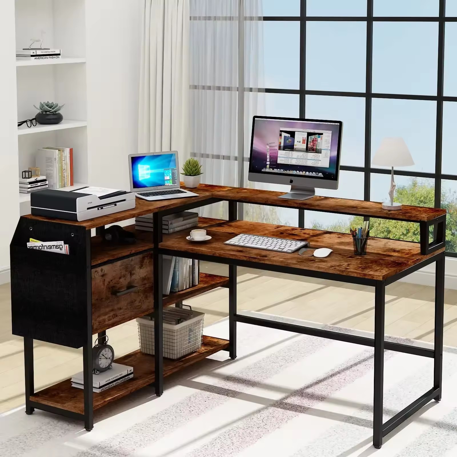Büro-Schreibtisch, 55 Zoll, reversibel, L
