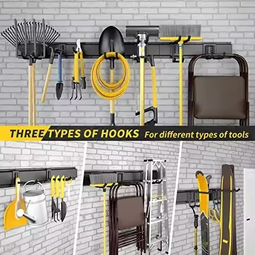 Heavy Duty Steel Space Saving Quick Install Heavy Tool Storage Rack Wall Mounted Garden Tool Storage Rack Yard