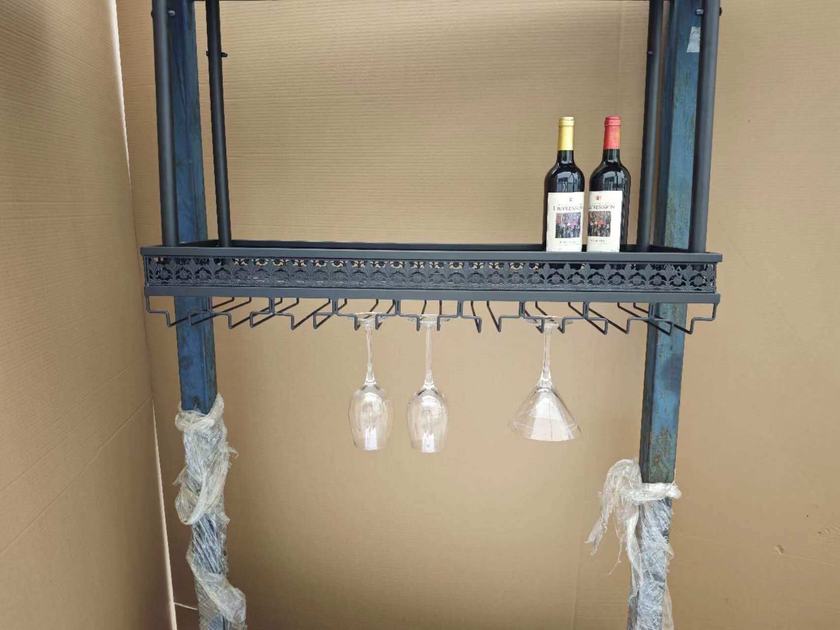 Wall Mounted Wine Rack Hanging Wall Shelf for Upside down Wine Glass Bar Rack Elegant Wine Rack for Cabinet