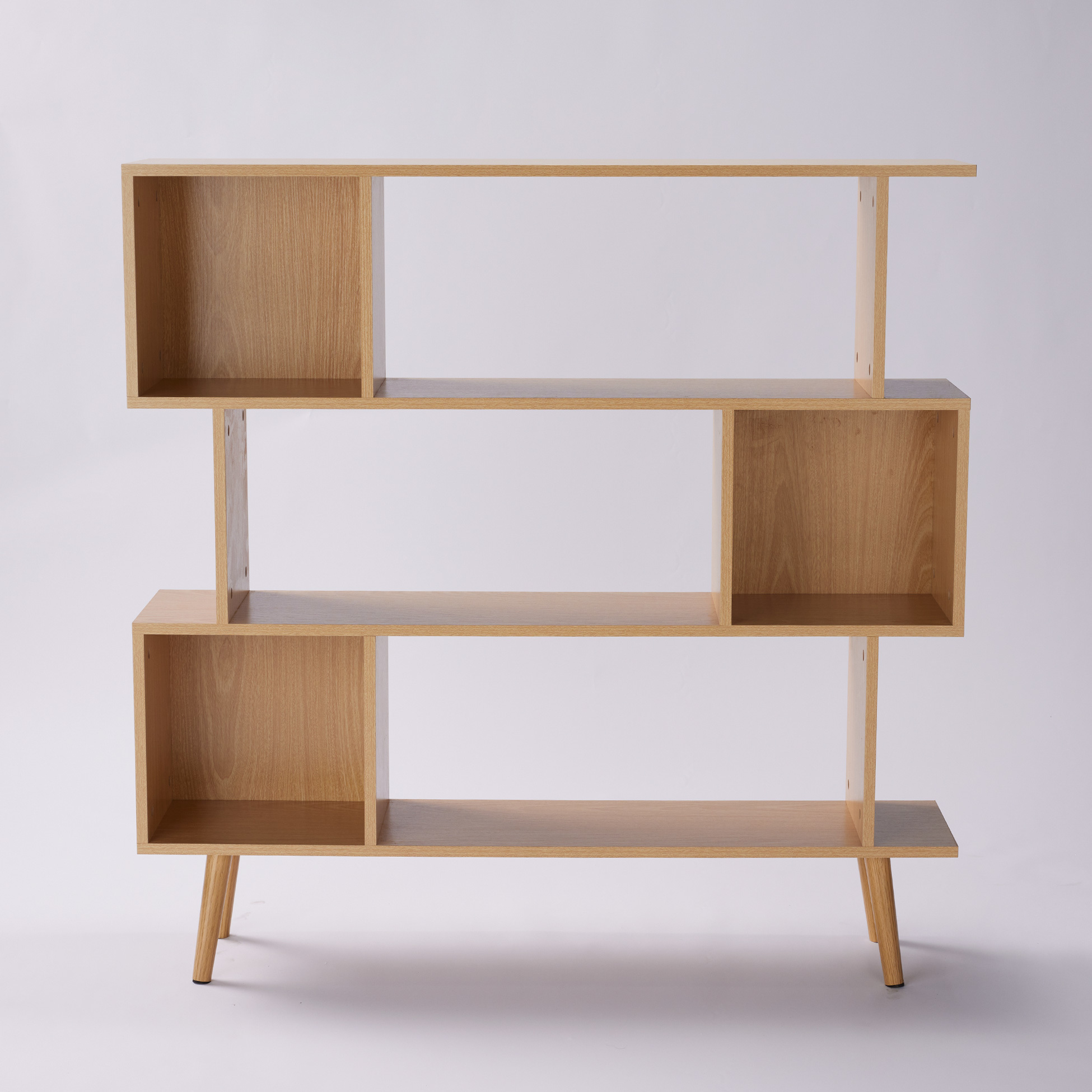 Modern style living room furniture with unique design storage space solid wood bookshelf