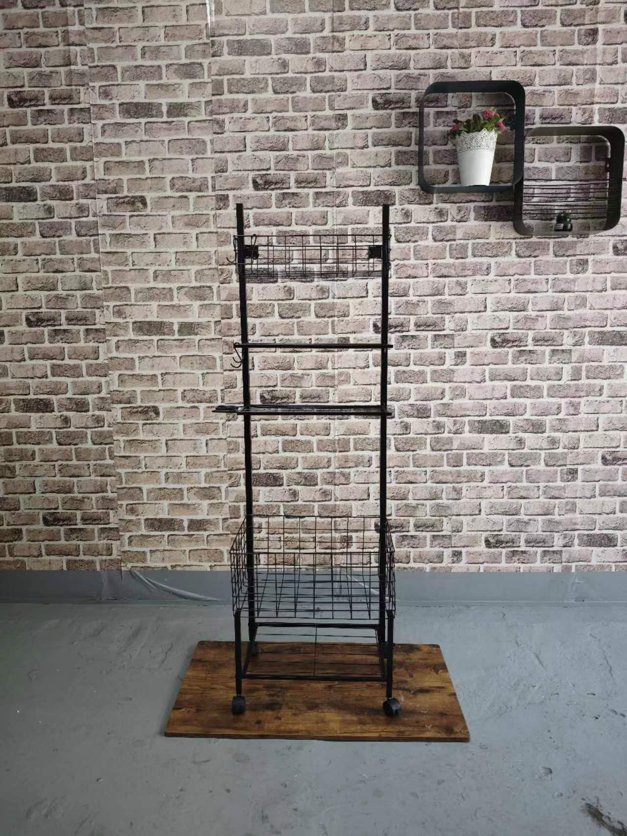 4-Tier Sports Ball Cage Storage Rack Organizer Rolling Cart with Basket and Hooks for Garages Playgroup Gym Schools