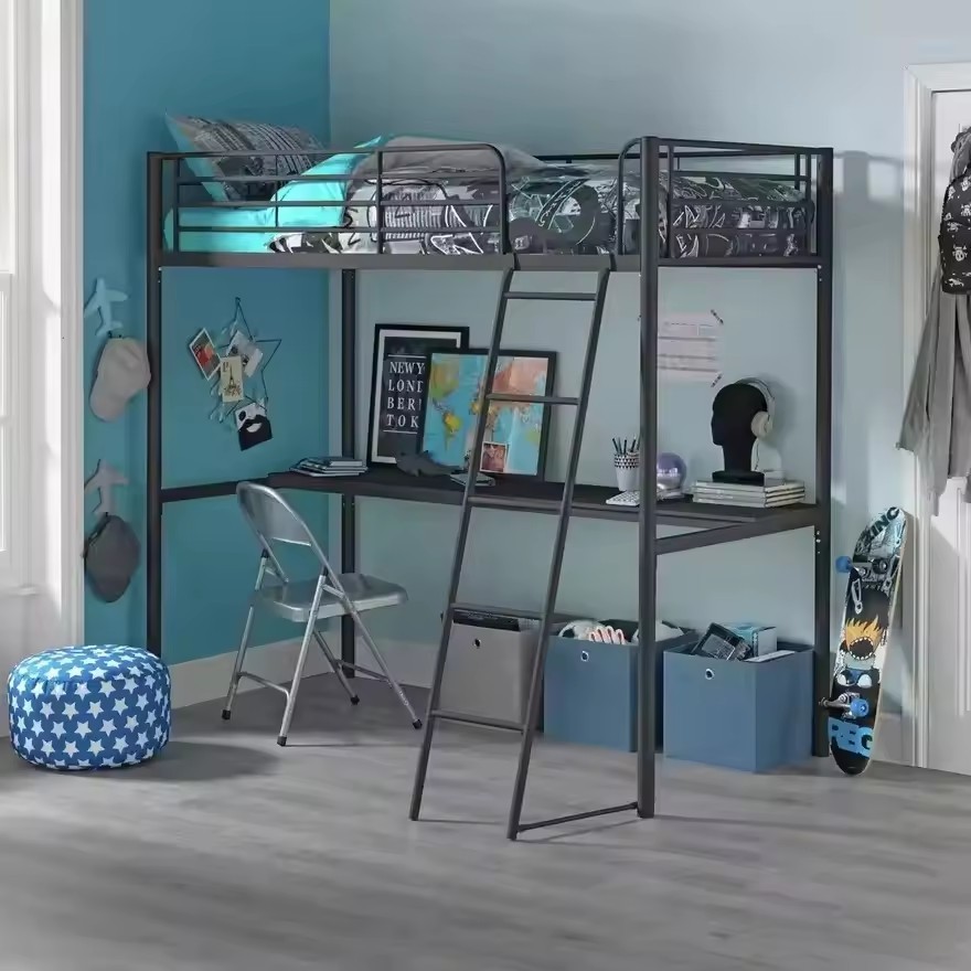 Hot Selling University Dormitory Furniture Student Dormitory Iron Loft Bed for Student